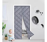 Rideau de Porte Thermique Isolant Anti Froid en D'hiver en Coton Isolant Phonique Double Rideaux Anti Froid et Chaleur, Rideau Porte Isolant Thermique Magnétique Auto-Absorbant(Gray,210x230cm)