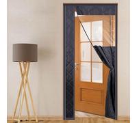 Rideau de Porte Thermique Magnétique avec Fenêtre Transparente, Ouverture Latérale, Housse d’Hiver en Tissu Oxford Rembourrage Coton Épais(Black,120X200cm)