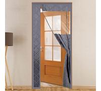 Rideau de Porte Thermique Magnétique avec Fenêtre Transparente, Ouverture Latérale, Housse d’Hiver en Tissu Oxford Rembourrage Coton Épais(Gray,150X190cm)