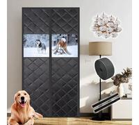 Rideau de Protection Isolant Thermique magnétique, Rideau de Porte Magnétique à Isolation Thermique, au Froid et au Bruit, avec EVA Transparent Fenêtre(Noir,180 cm x 220 cm)