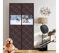 Rideau de Protection Isolant Thermique magnétique, Rideau de Porte Magnétique à Isolation Thermique, au Froid et au Bruit, avec EVA Transparent Fenêtre(Brun,160 cm x 210 cm)