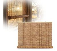 Rideau de Roseau Naturel à Enrouleur 50 60 80 90 100 120 140 cm, Store Bambou Exterieur, Canisse Brise Vue pour Fenêtre Terrasse Jardin, Protection Solaire Occultant(W120cm x H215cm)