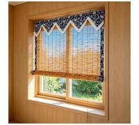 Rideau de Roseau Naturel Store Enrouleur Bambou - Conception à la Main,Tissé de Fil de Coton,Décor de Dentelle,Facile à Nettoyer (Chiffon Humide) - 90×220cm