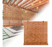 Rideau De Roseau Rétro Store Bambou Naturel Volets Roulants en Bambou Imperméables Intimité Stores A Rouleaux Romains Sunshade Taille Personnalisable
