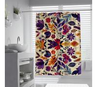 Rideau de salle de bain rétro anti-moisissure du milieu du siècle W90xL180cm Rideaux de douche imperméables en polyester en tissu imperméable orange bleu sarcette pour décoration de baignoire