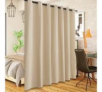 Rideau de séparation de pièce kaki à isolation thermique pour une intimité totale, réduction du bruit, idéal pour les cloisons de chambre à coucher et les bureaux partagés, 3,8 x 2,4 m