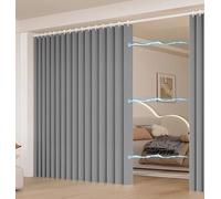 Rideau de séparation d'intérieur coulissant - Rideau de porte accordéon résistant à l'eau pour cuisine et placard, tringle incluse, séparateur de pièce gris durable (310 x 250 cm)