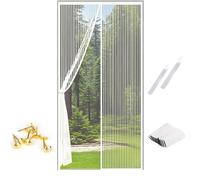 Rideau de séparation en maille blanche, auto-scellant, mains libres, porte moustiquaire magnétique pour garder les insectes à l'extérieur, facile à installer, convient aux portes de 91,4 x 208,3 cm