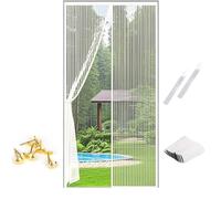 Rideau de séparation en maille blanche, auto-scellant, mains libres, porte moustiquaire magnétique pour garder les insectes à l'extérieur, facile à installer, convient aux portes de 86 x 208 cm