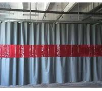 Rideau de séparation industriel, ignifuge, avec revêtement en silicone, panneau de fenêtre rouge(8X3M)