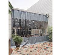Rideau de séparation pour garage, Rideau de séparation isolé industriel extérieur avec rail, PVC transparent, plusieurs tailles(W5xH2.4m/16x7.9ft)
