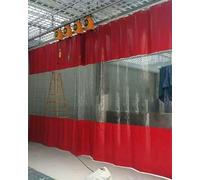 Rideau de Séparation pour Garage Rideau de Séparation pour Station de Lavage Auto avec Rail et Panneau Transparent, Rideaux Industriels Imperméables(Red,WxH 6.1x3.66m/20x12ft)