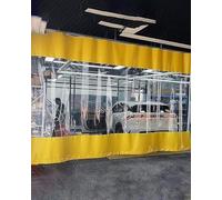 Rideau de séparation pour garage, Rideau séparateur industriel en PVC transparent avec rail, jaune, plusieurs tailles(W2xH1.8m/6.4x6ft)