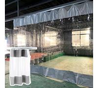 Rideau de séparation transparent et gris pour garage - Panneau coulissant en vinyle transparent pour préserver l'intimité de votre patio, porche, sous-sol et atelier - Rail inclus (2,6 x 4 m