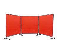 VEVOR Rideau de Soudage avec Cadre 3 Panneaux Écran Rideau de Protection pour Soudure 1,8x1,8 m en Vinyle Ignifuge sur 12 Roues Pivotantes (6 Verrouillables) Mobile Pro pour Atelier, Industrie, Rouge