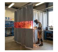 Rideau De Soudage Écrans Séparation, Revêtus Silicone Couverture Ignifuge Avec Fenêtre Visualisation Rouge, Tapis Protection Pour L'industrie, Les Ateliers, Découpeurs(8.5X2.5 M)