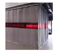 Rideau de soudage industriel avec panneau de fenêtre rouge recouvert de silicone 1 mm d'épaisseur 9,5 x 2,5 m, ignifuge, protection robuste pour travaux de soudure