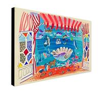 Rideau de théâtre pour ballet - Plage de palmiers par Raoul Dufy - Décoration murale encadrée sur toile - Format A2 (61 x 41 cm)