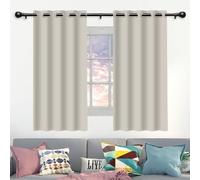 Rideau Décoratif à Œillets 190 x 190 cm 100% Polyester, Isolant Anti UV, Intérieurs Decoration Rideaux Occultant pour Salon Installation Facile pour Maison Chambre Fenetre, Beige