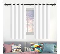 Rideau Décoratif à Œillets 200 x 230 cm 100% Polyester, Isolant Anti UV, Intérieurs Decoration Rideaux Occultant pour Salon Installation Facile pour Maison Chambre Fenetre, Blanc