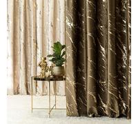 Rideau décoratif à motifs avec ruban MARBE 002 marron/doré 140x250 cm (prix pour 1 pièce) MyBestHome