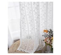 rideau dentelle Rideaux de gaze en dentelle, Tulle à rayures blanches, for salon, chambre coucher, fenêtre balcon, filets princesse ondulés pour cuisine, balcon, bureau(PENCIL PLEAT_W300 X H260CM)