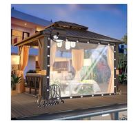 Rideau d'extérieur en PVC transparent de 0,12 mm avec œillets pour tonnelle, balcon et terrasse, taille personnalisable, 3 x 2,5 m, brise-vue résistant aux intempéries