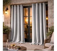 Rideau d'extérieur en tissu déperlant Argent 140x260 cm