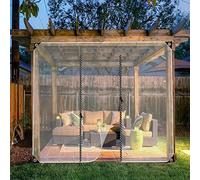 Rideau d'extérieur en vinyle transparent pour tonnelle, bâche en PVC imperméable et résistante aux intempéries avec double fermeture éclair, bâche transparente pour pergola, jardin, terrasse