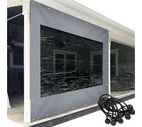 Rideau d'extérieur imperméable en PVC robuste avec œillets pour pergola, terrasse et véranda - Gris - 3,1 x 3,3 m