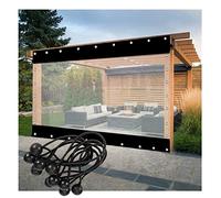 Rideau d'extérieur imperméable robuste en PVC transparent avec œillets pour pergola, terrasse et rideaux latéraux - Noir - Dimensions : 2,8 x 3 m