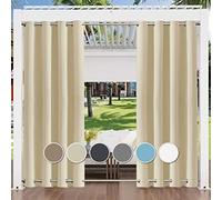 Rideau d'extérieur imperméable sans perçage - 222 x 305 cm - Brise-vue pour terrasse, balcon, porche, pergola, tonnelle - Protection solaire - Beige - 1 pièce