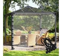 Rideau d'extérieur imperméable transparent avec panneau perforé pour pergolas, terrasses, tonnelles, cabanes, 2,4 x 2,8 x 3 m résistant aux intempéries
