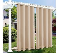 Rideau d'extérieur résistant aux intempéries, coupe-vent, avec œillets en haut et en bas, pour jardin, imperméable, protection solaire, pour balcon, terrasse, véranda, 200 x 245 cm (l x h) - Beige B