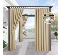 Rideau d'extérieur résistant aux intempéries - Opaque - 132 x 183 cm - Brise-vue - Protection solaire - Imperméable - Avec fermeture Velcro - Pour balcon, tonnelle, terrasse - Beige