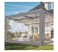 Rideau d'extérieur transparent imperméable avec œillets métalliques, idéal pour tonnelle et pergola, taille personnalisable, 5 x 3 m, résistant aux intempéries