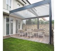 Rideau d'extérieur transparent imperméable robuste avec œillets, 200 x 500 cm, idéal pour terrasse, tonnelle, balcon, jardin et protection des meubles