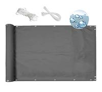 Rideau d'intimité d'extérieur imperméable pour balcon, protection contre le vent, idéal pour les espaces extérieurs avec cordons, gris, 90 x 1400 cm.
