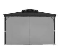 Rideau d'intimité Imperméable pour Tonnelle Extérieure-Duoku-284 x 284 x 204 cm-Ensemble de 4 Panneaux avec Fermeture éclair-Gris