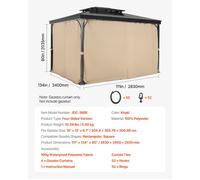 Rideau d'intimité pour Tonnelle Imperméable Extérieur-VEVOR-Rideaux pour Pergola-284 x 284 x 211 cm-4 Panneaux-Kaki