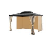 Rideau d'Intimité Tonnelle Imperméable 283x340x203,5cm Réchange Universel Cour Kaki