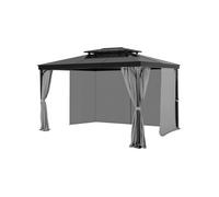 Rideau d'Intimité Tonnelle Imperméable 284x284x211cm 4 Panneaux Pour Auvent de Patio