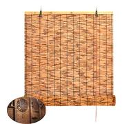 Rideau D'occultation de Roseau Carbonisée,Store Enrouleur Bambou Naturel,Rétro Romain Persienne Imperméable Pare-Soleil,Volets de Levage de Paille,pour Balcon/Jardin,Multi-Taille(70x80cm/28x32in)