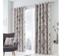 Rideau - double rideaux Fusion - LEXBH90906LZU - Lennox Rideaux doubles a oeillets 100% Coton Gris/Rose pale 229 x 229 cm
