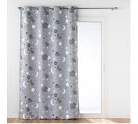 Douceur d'Intérieur, Rideau à Oeillets (140 x 260 cm) Moonlight Gris, Occultant Imprimé