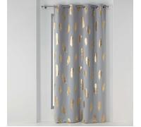Rideau - DOUCEUR D'INTERIEUR - Swany - Occultant - Imprimé métallisé - Gris/Or - 135 x 240 cm