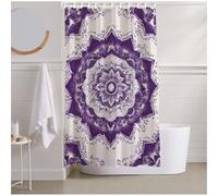 Rideau Douche 100 x 200 Rideau de Douche Violet Shower Curtain Mandala Rideaux avec 12 Crochets et Ourlet Lesté, Résistant Imperméable Rideaux Salle de Bain pour Les Familles, Dortoir, Hôtel R2-495