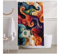 Rideau Douche 100x200cm Rideau de Douche Orange Brûlée Shower Curtain Abstrait Rideaux avec 12 Crochets et Ourlet Lesté, Résistant Imperméable Rideaux Salle de Bain pour Familles Dortoir, Hôtel R2-525