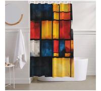 Rideau Douche 120 x 200 Rideau de Douche Abstrait Shower Curtain Jaune Rideaux avec 12 Crochets et Ourlet Lesté, Résistant Imperméable Rideaux Salle de Bain pour Les Familles, Dortoir, Hôtel R2-979