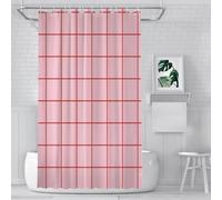 Rideau Douche 120x200 Carreaux,Rideau de Bain Moderne à Carreaux Géométriques Roses,Imperméable,durable et Lavable en Machine Pour Salle de Bain,Cabine de Douche,Baignoire 120Lx 200Hcm (1 Panneau